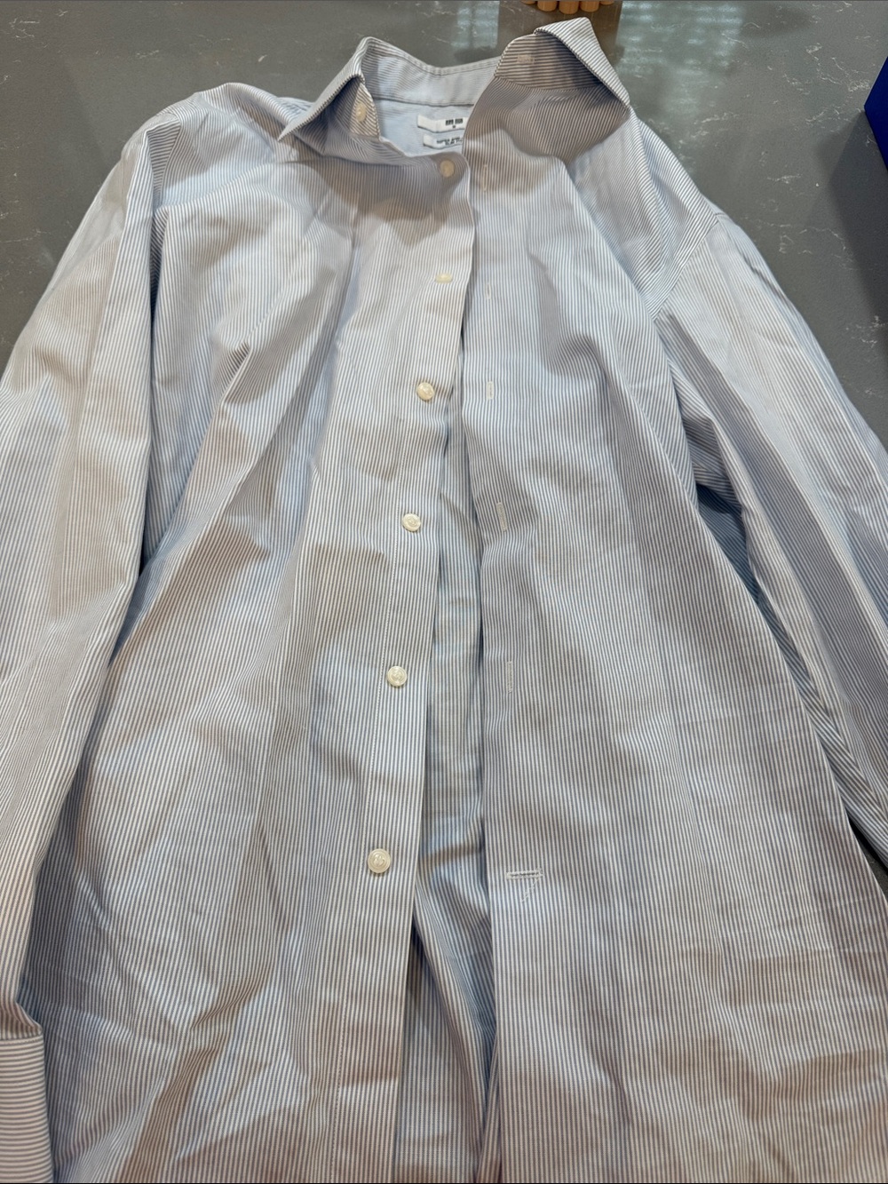 Uniqlo Blue & White Striped Dress Shirt